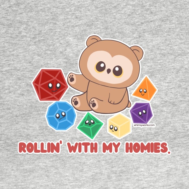 Rollin' with my Homies! (Owlbear // D20 // Polyhedral Dice) by whimsyworks